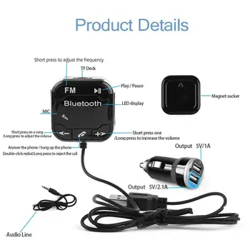 Bilens FM-Sändare Magnetiska Bluetooth-Kit Magnet Auto Kit Wireless SD-AUX-LCD-Handsfree MP3-USB-Adapter Med Mikrofon Dual är en Laddare