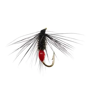 Bimoo 6ST/Lot #12 Mjukt Hackel Red Butt Flygande Myra för Rainbow Brun Brook Trout Fishing Ant Våt Flyga Fiske Lure Bete