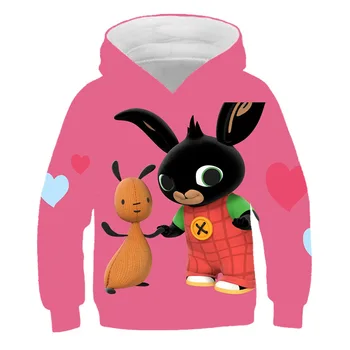 Bing Kaniner huvtröja 4T-14T Pojke Flickor Casual Tröja Söt Våren Rosa Kläder för Barn långärmad Kläder