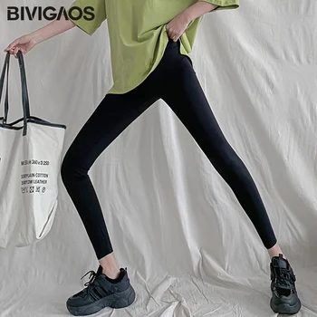 BIVIGAOS Nya 3-Färg Hajskinn Leggings Kvinnor Våren Sommaren Tunna Skinny Legs Fitness Leggings Tryck Elastisk Sport Leggings