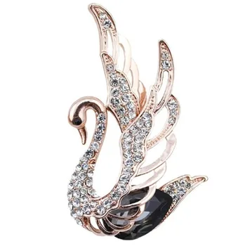 Blanka Zirkon inläggningar Multicolor crystal Swan Broscher för Kvinnor Eleganta Djur Stil och Mode Smycken