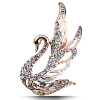 Blanka Zirkon inläggningar Multicolor crystal Swan Broscher för Kvinnor Eleganta Djur Stil och Mode Smycken