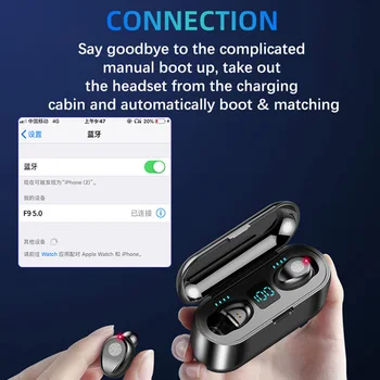 Bluetooth-5.0 Trådlösa Hörlurar TWS Mini HIFI In-ear-Sport Kör Headset Stöd för iOS/Android-Telefoner HD-Samtal