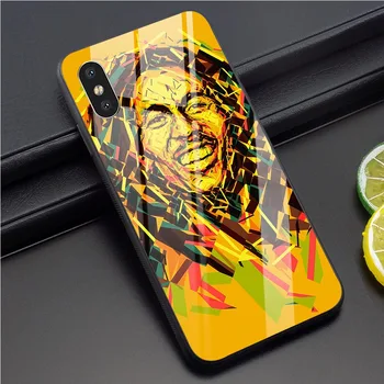 Bob Marley skalet för iPhone 11 Pro Max Fall 5 5S SE 6 6 7 8 Plus X XR Xs Max Härdat Glas Fall Tillbaka