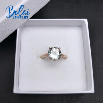 Bolaijewelry,round10.0 mm grön agat ädelsten särskilda divise aulic Ring 925 rose färg sterling silver smycken för kvinnor