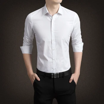 BOLUBAO Nya Män Casual Skjorta Märke Kläder Bomull Tuxedo Mens Skjorta Lång Ärm med Smal Manliga Business Skjortor M-5XL
