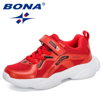 BONA 2020 Nya Designers Trendiga Barn Sneakers Offentlig Flickor Walking Skor Syntetiska Casual löparskor Pojkar Joggning Skor