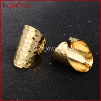 BOROSA 10 ST Guld Färg Blank Ring Med Dekorativa Mönster PJ029-G