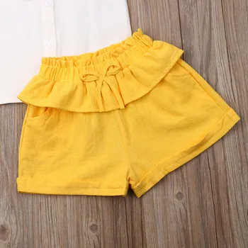 Boutique Tjej Kläder 2st Nyfödda Barn Flicka EmbroideryTops Skjorta + Kort Byxa Legging Outfits Set