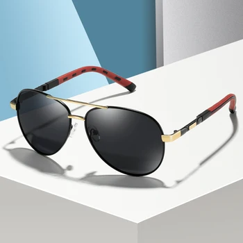 Brand Design Polariserade Solglasögon Klassiska Män Metall Körning solglasögon Manliga Beläggning Solglasögon UV400 Nyanser gafas de sol
