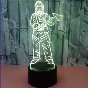 Brandmän 3D-Night Light Akryl USB Färgglada Remote Touch Lampa Atmosfär Humör ljus Tabell 3D-Illusion lampa