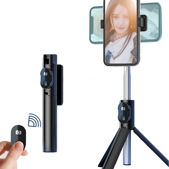 Bärbar Bluetooth 4.0 Selfie Stick Mini Fällbara Stativ telefonhållare Utdragbara Enbent Stick för iphone/Android Selfiestick