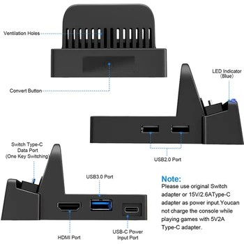 Bärbar Mini Byta TV-dockningsstation För Laddning Stå Ersättning för Nintendo Byta Docka Set, Kompakt Växla till HDMI med Ext