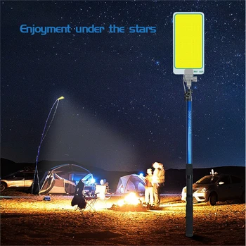 Bärbar strålkastare Lantern recargable LED utomhus Väg resa Camping Tält Ljus 4,5 m teleskopiska fiskespö arbeta ljus