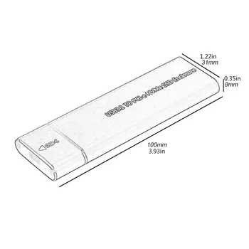 Bärbara USB-3.1 Typ C Till M. 2 M-Tangenten för PCIe NVMe Ultra Slim SSD Kapsling Aluminium Legering 10 gbit / s Plug-And-Play