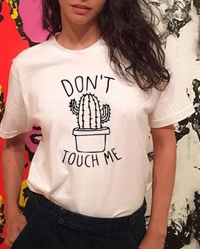 Cactus Tryckt Kvinnor T-Shirt Harajuku Sommaren Kvinnliga Top Tee för Lady Tjej Rund Hals T-shirts Hipster Tumblr Shirt