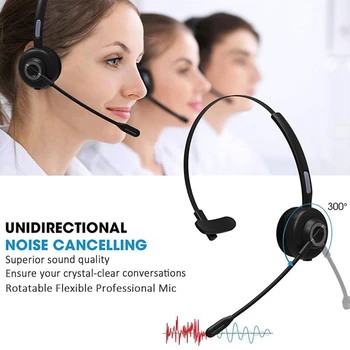 Call Center Headset-Trådlös Bluetooth-Hörlurar-PC-Headset med brusreducerande Mikrofon för Skype Voip mobiltelefon Office