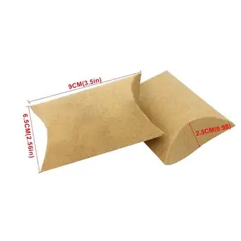 Candy Box Bag Craft Papper Kudde Form Bröllop Favor presentförpackning Paj festväskor Miljövänlig Kraft Förpackning Främjande 50st