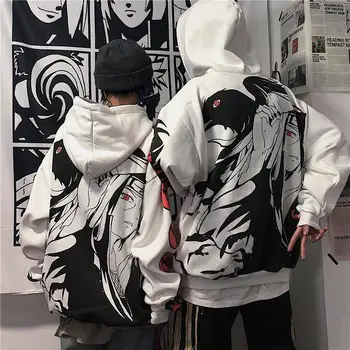 Casual Naruto Hoodies Streetwear Vinter Jacka Mode Tecknat Sasuke Harajuku Toppar Tröja Unisex Överdimensionerade Hoodie Män Kvinnor