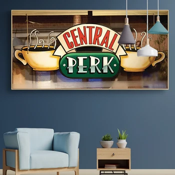 Central Perk Café Canvas-Målning Vänner TV Visa Affischer och Utskrifter Scandinavian Wall Art Bilden för Vardagsrum Cuadros Inredning