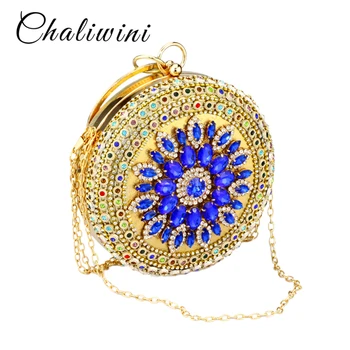 Chalivini Nya stil Europa design rund form material safir diamant axeln runt handväskor ladyfest väskor väska wristlets