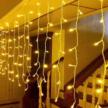 Christmas Lights Utomhus Dekoration 4m 8m 16 20m Sloka 0,6 m Led Curtain Istapp String Lights Nytt År 2021 Krans Fairy Lights