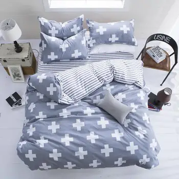 Classic sängkläder set 4 storlek grå blå blomma sängkläder 4st/set påslakan set Pastorala lakan AB sida påslakan 5