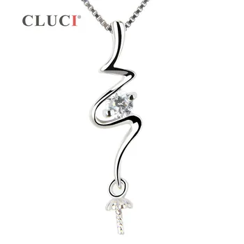 CLUCI kvinnor smycken i 925 sterling silver hänge montering med pearl plats, 25.4*6,2 mm hänge pärla tillbehör SP153SB