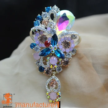 Cnjackstraw nya mode crystal jätte vacker färg AB släppa glas bröllop smycken brosch