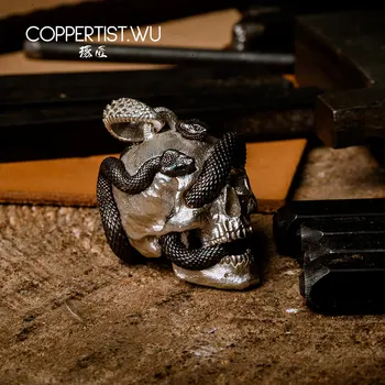 COPPERTIST.WU Skull Orm Halsband Hänge S925 Silver Smycken i Begränsad Upplaga Dekoration Gotiska Gåvor för Män - 99 Bitar Endast