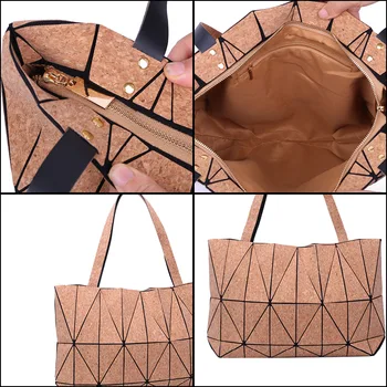 Cork Kvinnor Bag Stor Kapacitet Kvinnliga Handväska Lyx Handväskor pläd Kvinnor Vegan Väskor Designer väska Från Portugal Lyx väska