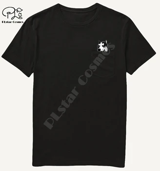 Cotton T-Shirt Mode pocket Husky Cartoon print t-shirt för män för kvinnor tröjor Hip hop toppar rolig Harajuku tees dropshipp