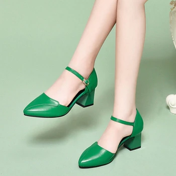 Cresfimix sapato feminino ladies hög kvalitet pu-läder av hög klack skor för office kvinnor mode gröna partiet pumpar a5983b