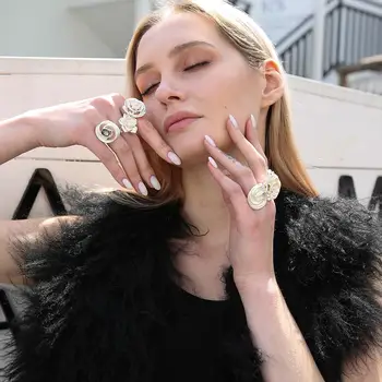 Cring Coco 2020 Nya Ankomst Imitation Pärla Ringar för Kvinnor Trend Smycken Emalj Metall Cirkel Personlighet förlovningsring Eller