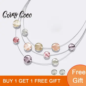 Cring Coco 2020 Nyanlända Cirkel Choker för Kvinnor Mode Geometriska Multilayer Halsband Flickor Charmiga Emalj Legering Halsband