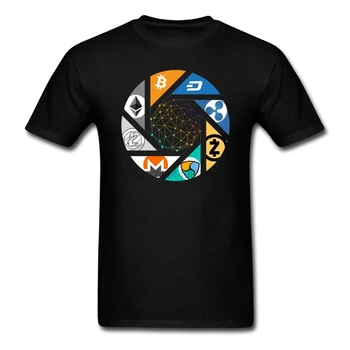 Cryptocurrency T-Shirt Bitcoin Ethereum Rippel Litecoin Nem Dash Monero Zcash Mining Blockchain Tees O Nacke Män Kort Sleeve