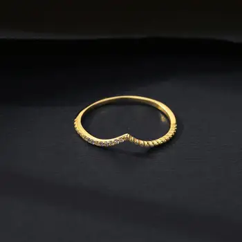 CZCITY S925 Fina Sterling Silver Chevron Ring för Kvinnor V-Formade Ringar Julklappar Smycken