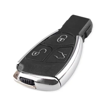 Dandkey 3 Knappen Ändras Auto Remote Smart Key Skal Fall För Mercedes-Benz B C E ML S CLK SLK CL GL Chrome & Batteri Hållare