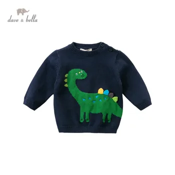 DBJ15112 dave bella vintern avslappnad baby boys Jul tecknade dinosaurie stickad tröja kids fashion barn boutique toppar
