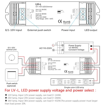 DC5-36V 0/1-10V LED ljusreglering styrenhet kanal 1 0/1-10V ingång 1 kanals PWM-utgång använder för lysrör LED-belysning