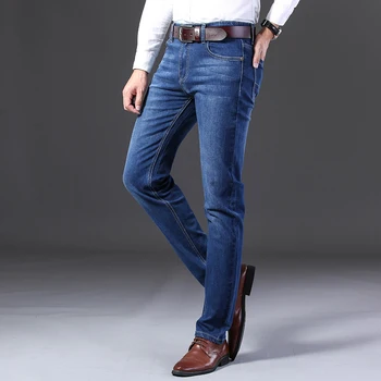 DEE MOONLY Varumärke för Män Slim Fit Jeans Mode Klassisk Stil Stretch Jeans Denim Byxor, Casual Byxor Män Svart Blå