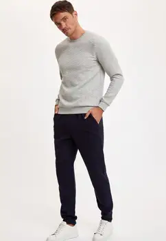 DeFacto Hösten Man Stickade Crew Neck Tryckt Slim Fit Tröja Sportigt Utseende Dailywear långärmad Varm Casual-S1326AZ20AU