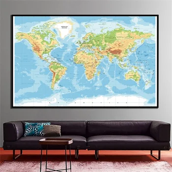 Den globala Politiska Fysisk Karta 90*60 cm Nr-blekning Classic Edition världskarta utan att Flagga Affisch för Kultur och Resor
