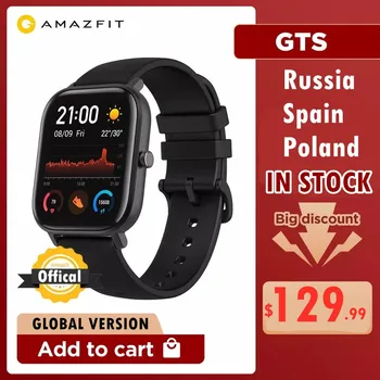 Den globala Versionen Amazfit GTS Smart Klocka 5ATM Vattentät Simning Smartwatch NYA 14 Dagar Batteri Redigerbara Widgets för Android