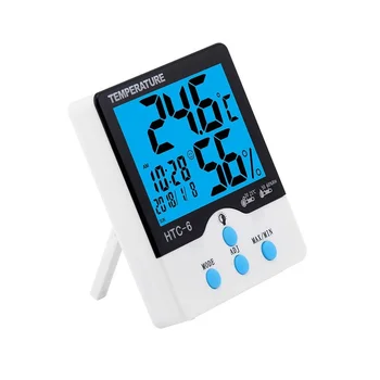 Digital Termometer Hygrometer Inomhus Bärbara LCD-Skärmens Bakgrundsbelysning Kalender Väckarklocka Luftfuktighet Temperatur Testare Verktyg Hem