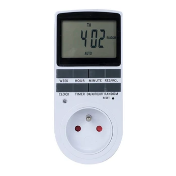 Digital Timer Switch Kontakt Kitchen Timer Uttag 230V 50 HZ 12/24 Timmars Programmerbar Timing Socket EU-Kontakt Frankrike Standard