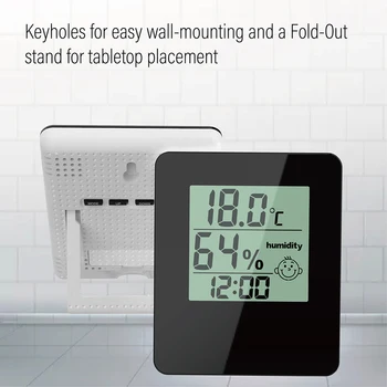 Digitala Inomhus Termometer och Hygrometer med reception Klockan Temperatur Sensor & Luftfuktighet Meter för Home Office Multifunktion