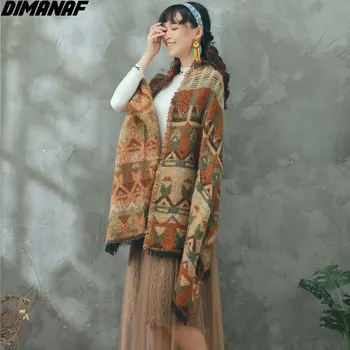 DIMANAF Plus Size Kvinnor Tröjor Kashmir Kappa Kappa Kvinnliga Varma Thic Wrap Bandana Vintern Vintage Winter Sjal Sjal Halsdukar