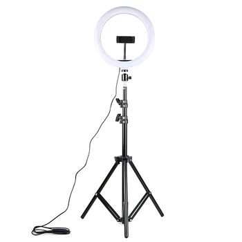 Dimbara LED-Selfie Ring Ljus USB-ring lampa Fotografering Ljus med 1.6 m stativ För Smink Youtube-Video Telefonen Studio lampa