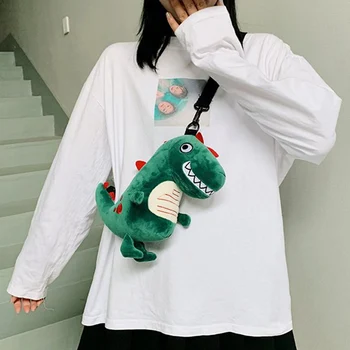 Dinosaurie Messenger Bag Mjuk Väska för flickan party gåvor för kvinnor 2021 Söt Rolig Liten Dinosaurie Väska Bolsos Mujer Bolsa Feminina